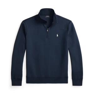 POLO RALPH LAUREN - Pull quart de zip en maille double Aviator navy