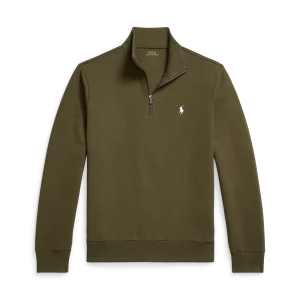 POLO RALPH LAUREN - Pull quart de zip en maille double Olive compagnie
