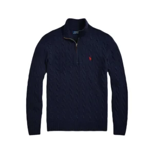 Polo Ralph Lauren - Pull torsadé col zip marine