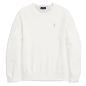 Polo Ralph Lauren - Pull white à col rond en coton texturé