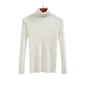 Pull Col Roulé Blanc Femme