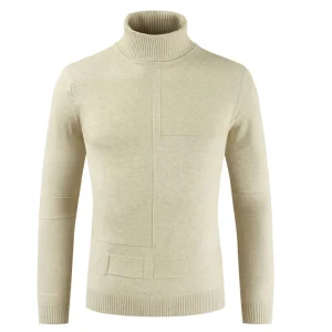 Pull Col Roulé Homme Beige