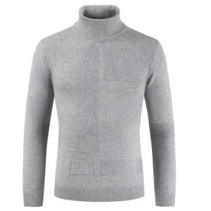 Pull Col Roulé Homme Gris
