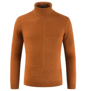 Pull Col Roulé Homme Orange