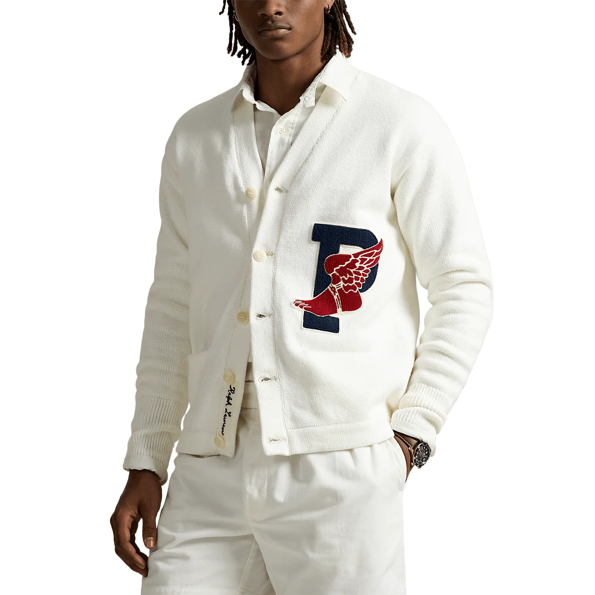 RALPH LAUREN - Cardigan P-Wing en coton Blanc – Image 4