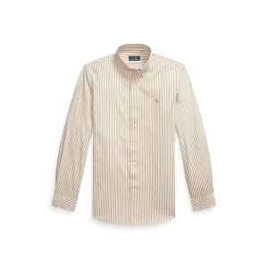 RALPH LAUREN - Chemise rayée ajustée popeline stretch Beige