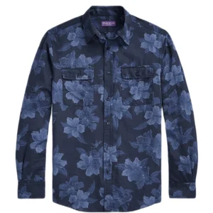 Ralph Lauren Purple label - Chemise en lin et coton à motif hibiscus