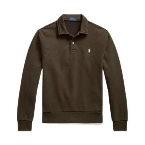 Ralph Lauren - Sweat à col en coton bouclé dark loden