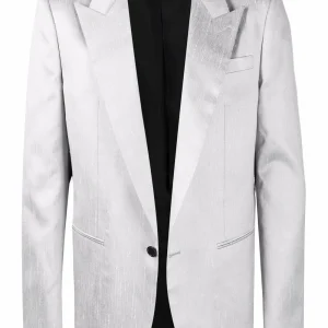 Saint Laurent - Veste ajustée à boutonnage simple en shantung de soie