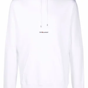 Saint Laurent logo-print hoodie blanc