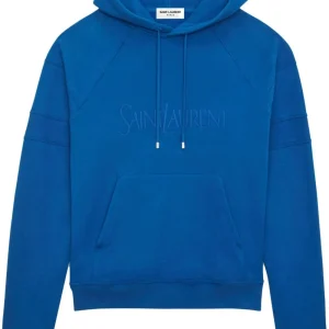 Saint Laurent Sweat à capuche colour block blue