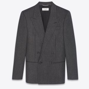 Saint Laurent Veste à double boutonnage en laine à rayures