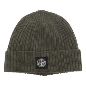 Stone Island Bonnet Olive à patch logo