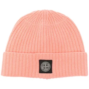 Stone Island Bonnet rose à patch logo
