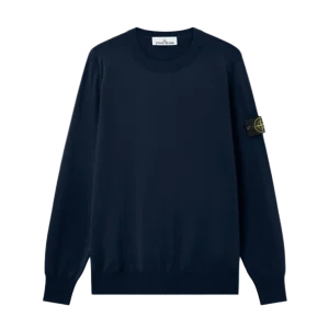 STONE ISLAND - Crewneck jumper with rolled edge seams Marine
