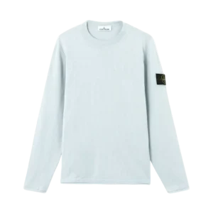 STONE ISLAND - Crewneck Jumper with Small Roll Finishes Bleu ciel