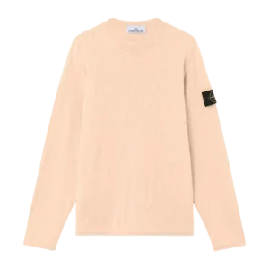 STONE ISLAND - Crewneck Jumper with Small Roll Finishes Rose pastel