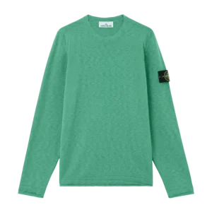 STONE ISLAND - Crewneck Jumper with Small Roll Finishes Vert émeraude