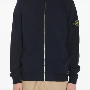 STONE ISLAND - Hoodie à fermeture zippée bleu marine