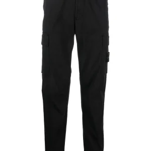 STONE ISLAND - Pantalons Fuselé à Patch Compass Noir