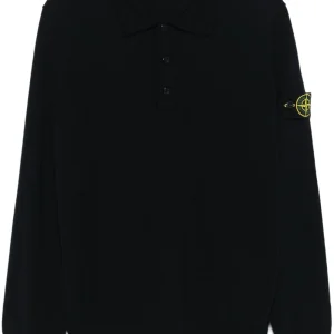 STONE ISLAND - Polo en laine bleu nuit