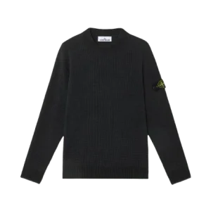 STONE ISLAND - Pull ample à col fluide, point gaufré Noir