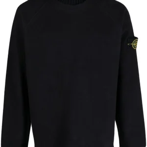 Stone Island Pull navy en polaire à patch Compass