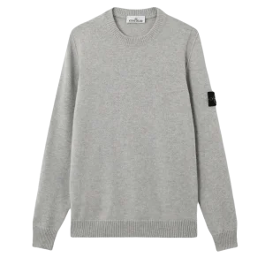 STONE ISLAND - Pull ras-du-cou avec détails en maille envers - Gris