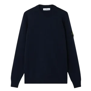 STONE ISLAND - Pull ras-du-cou avec détails en maille envers - Marine