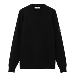 STONE ISLAND - Pull ras-du-cou avec détails en maille envers - Noir