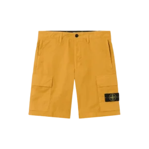 STONE ISLAND - Regular-fit Cargo Bermuda Shorts with Zip Pockets Jaune moutarde