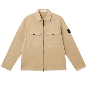 STONE ISLAND - Surchemise en satin de coton Beige