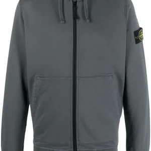 Stone Island Sweat à capuche zippé Lead Grey