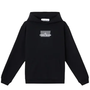 STONE ISLAND - Sweat-shirt à capuche, coupe oversize, avec motif noir