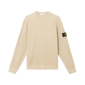 STONE ISLAND - Sweat-shirt ras-du-cou à détails côtelés Desert