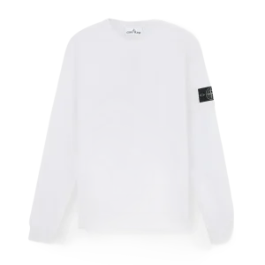 STONE ISLAND - Sweat-shirt ras-du-cou coupe regular à poignets élastiqués Blanc
