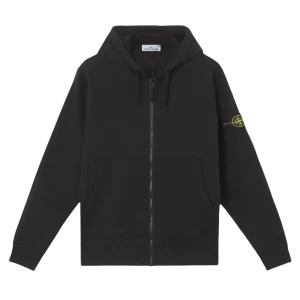 STONE ISLAND - Sweat-shirt zippé doté de capuche à cordon de serrage Noir