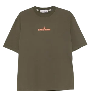 STONE ISLAND - T-shirt à logo embossé vert khaki
