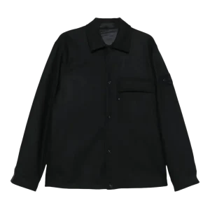 STONE ISLAND - T-shirt en Laine à Poche Poitrine Bleu Foncé