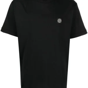 Stone Island T-shirt noir en coton à motif compass