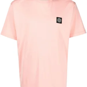 Stone Island T-shirt rose en coton à motif compass