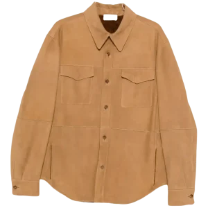 THE ROW - Surchemise à poches rabat en daim marron