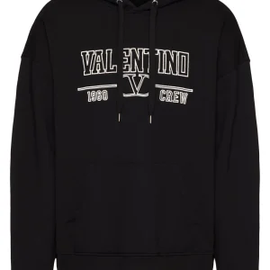 Valentino - Hoodie Black à logo imprimé noir et blanc