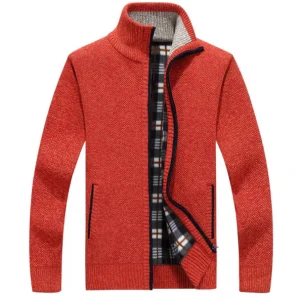 Veste Col Montant Rouge Homme