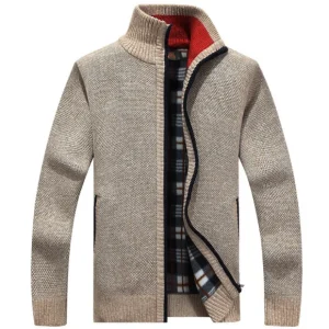 Veste Col Montant Beige Homme