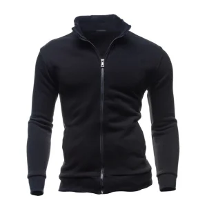 Veste Zippé Col Montant Noir Homme