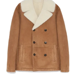 Yves Salomon Caban en peau lainée mérinos